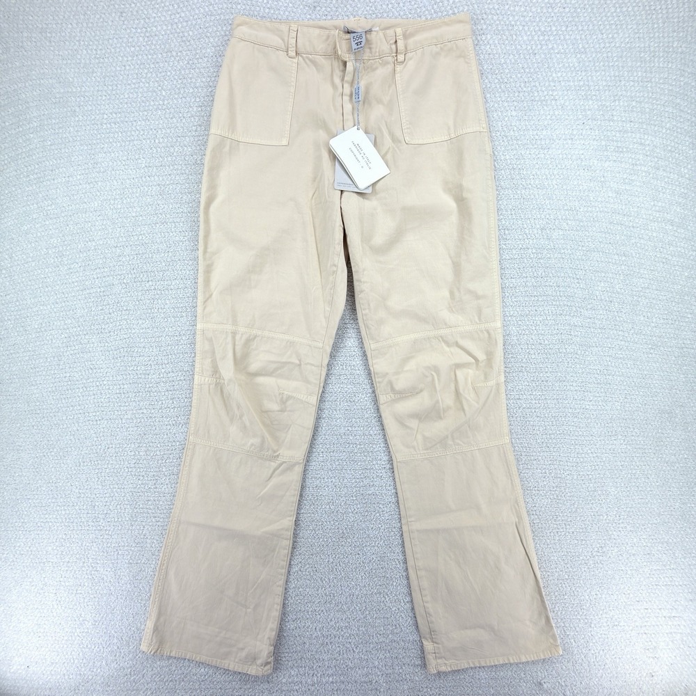 NWT Kristensen Du Nord Flare Pants Womens 1 US 4 Beige Cotton Made In Italy